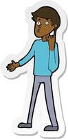 sticker of a cartoon man asking question vector