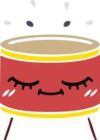 flat color retro cartoon drum vector