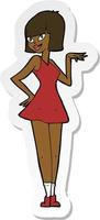 sticker of a cartoon pretty woman vector