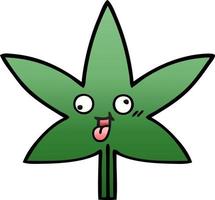 gradient shaded cartoon marijuana leaf vector