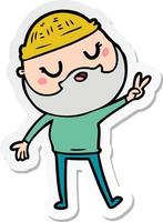 sticker of a cartoon man with beard vector