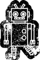 dancing robot distressed icon vector