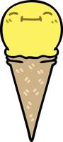 quirky hand drawn cartoon happy ice cream vector