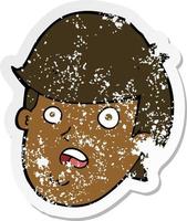 retro distressed sticker of a cartoon man with big chin vector