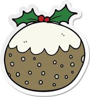 sticker of a cartoon christmas pudding vector