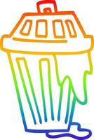 rainbow gradient line drawing cartoon waste bin vector