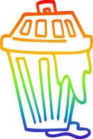 rainbow gradient line drawing cartoon waste bin vector