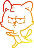 warm gradient line drawing bored cartoon cat vector