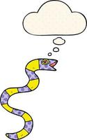 cartoon snake and thought bubble in comic book style vector