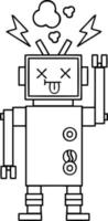 line drawing cartoon robot vector