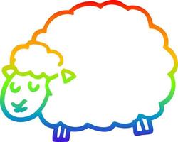 rainbow gradient line drawing cartoon sheep vector