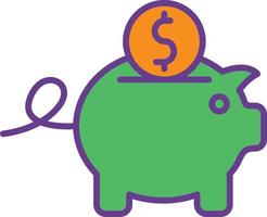 Piggy Bank Line Filled Two Color vector