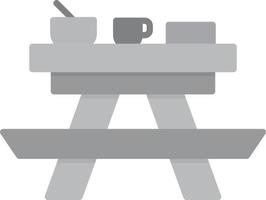 Picnic Table Flat Greyscale vector