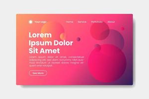 Landing page with abstract circle shape background vector