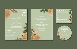 Hand-drawn Earthy Tone Wedding Invitation Set vector