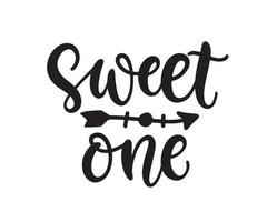 Sweet one baby cute quote print, hand written modern calligraphy vector