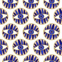 Mediterranean geometric evil eyes seamless pattern vector