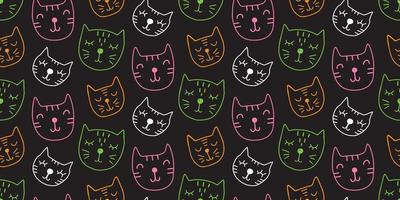 Vector Cute Cats Seamless Pattern