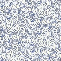 Japanese, Chinese ocean waves, clouds seamless pattern vector