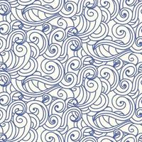 Japanese, Chinese ocean waves, clouds seamless pattern vector