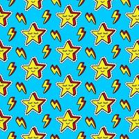 Funny cartoon stars patches seamless pattern vector