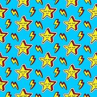 Funny cartoon stars patches seamless pattern vector