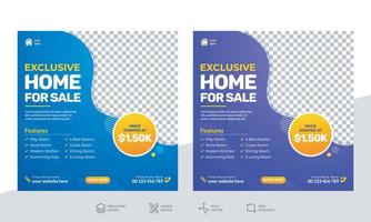 Home for sale - Real estate and interior design template - Social media post or banner design template vector