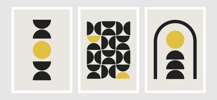 carteles vectoriales con formas geométricas abstractas. arte en estilo boho. impresión de arte minimalista moderno de mediados de siglo. forma natural organica