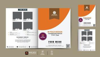 Bifold menu brochure outside template with vector Design