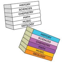 elemento de regreso a la escuela, esquema y libros de colores, educación y conocimiento. vector