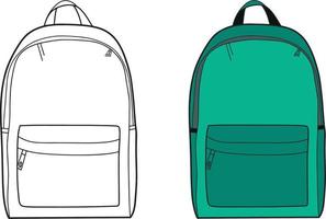 Back to school Element,Outline and Colored Backpack,Educational clip art . vector