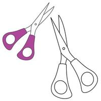 Back to school Element,Outline and Colored Scissor,Educational clip art. vector