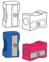 Back to school Element,Outline and Colored Pencil Sharpener,Educational clip art . vector