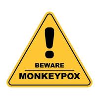 Monkeypox warning sign on yellow background and triangle shape vector
