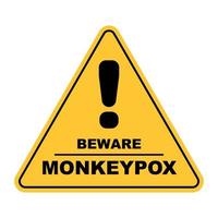 Monkeypox warning sign on yellow background and triangle shape vector