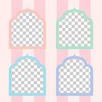 four soft pastel color islamic photo frame vector