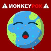 illustration of cute earth character suffering from monkeypox virus vector