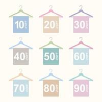 sale discount percentage hanger tag fashion promotion label badge set pastel color vector