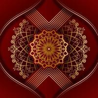 fondo rojo de lujo, con mandala dorado vector