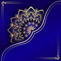 luxury mandala background, blue with gold trim vector