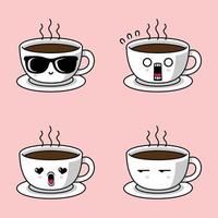 vector illustration of cute coffee cup emoji