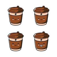 ilustración vectorial de lindo emoji de café caliente vector