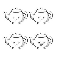 vector illustration of cute teapot emoji