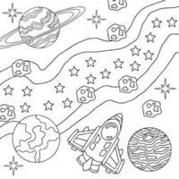 Design Vector Coloring Page Space for Kid