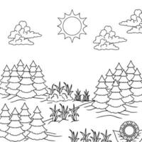 Design Vector Coloring Page Landscape Nature