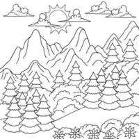 Design Vector Coloring Page Landscape Nature