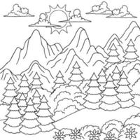 Design Vector Coloring Page Landscape Nature