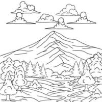 Design Vector Coloring Page Landscape Nature