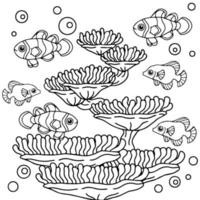 Design Vector Coloring Page Aqua Fish for Kid