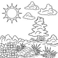 Design Vector Coloring Page Landscape Nature